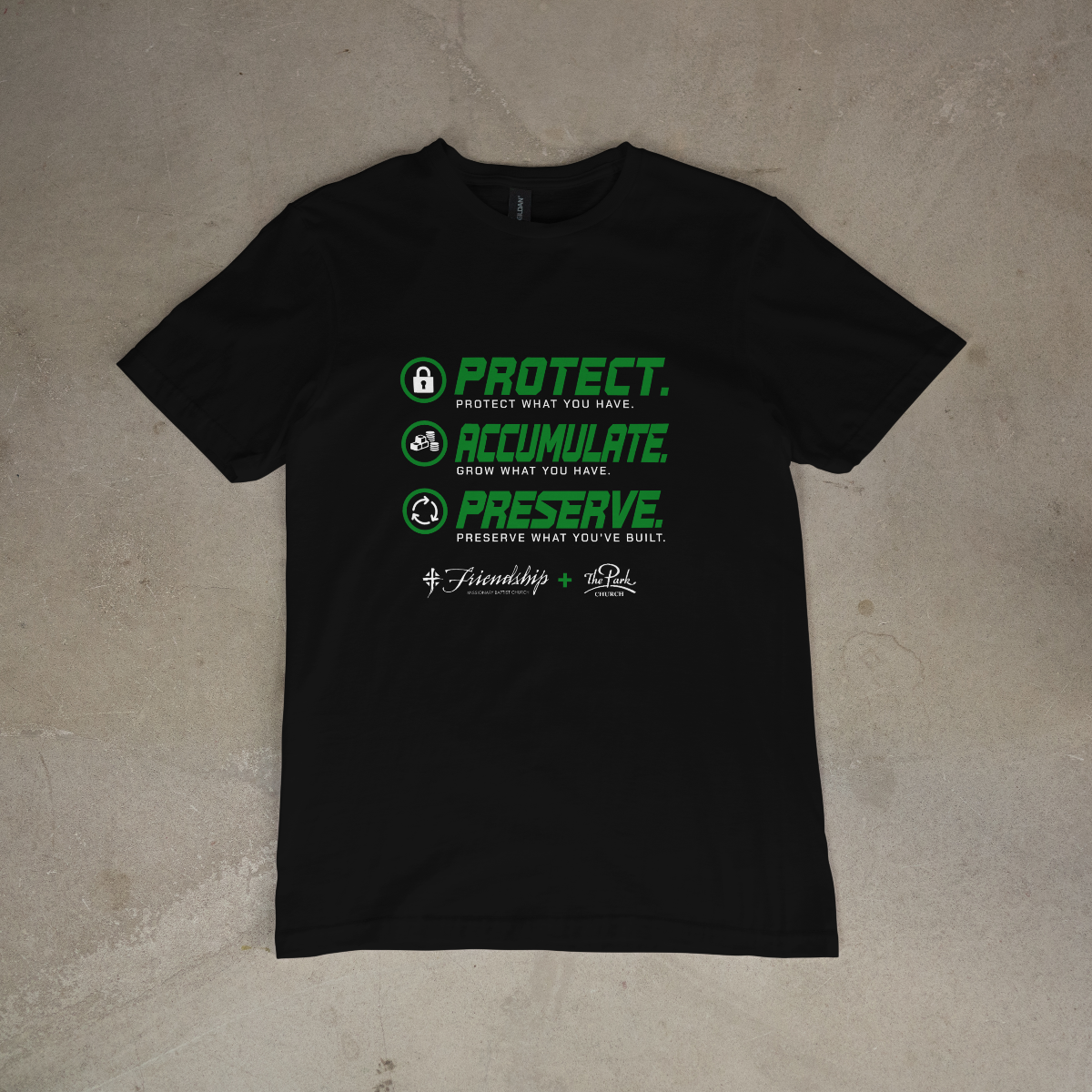 PROTECT. ACCUMULATE. TRANSFER. (BWSS 2026) T-shirt – SKRIBE Designs